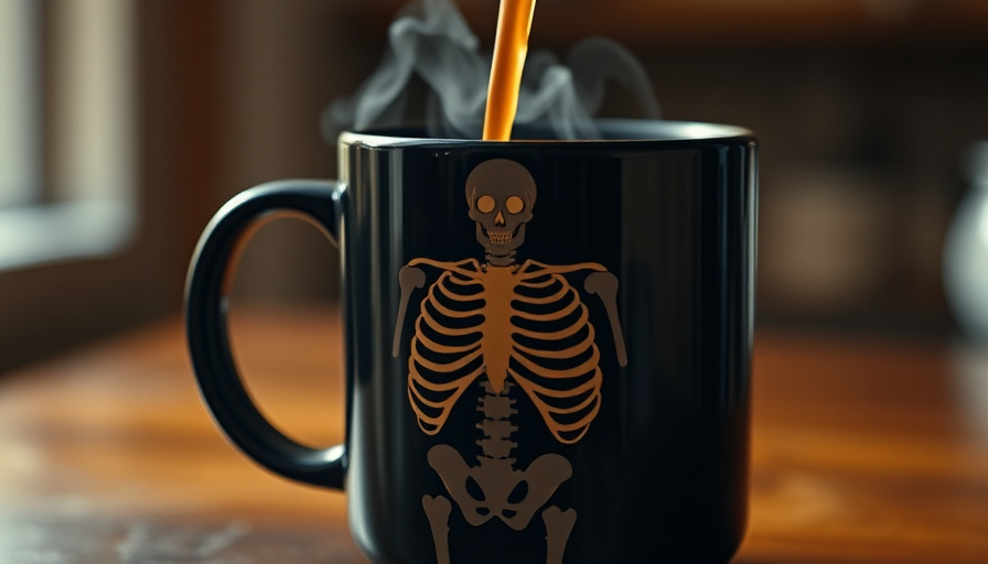 Mug thermochromique avec squelette humoristique pour café