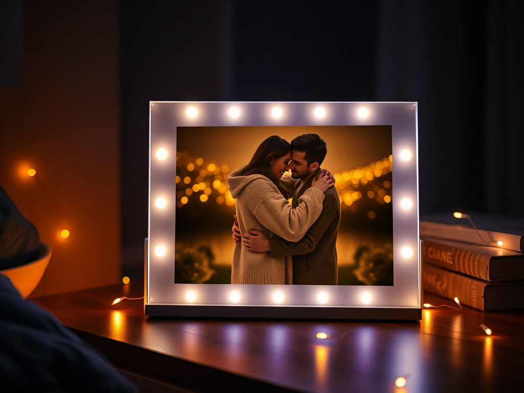 Cadre photo lumineux personnalisé avec LED