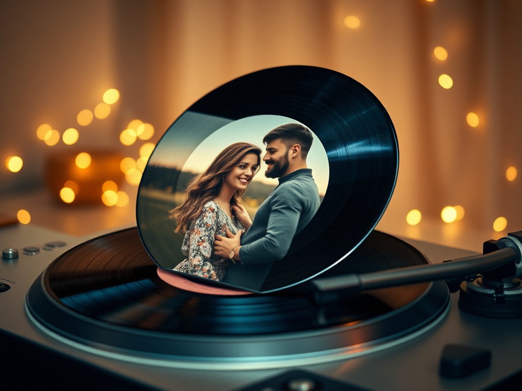 Vinyle personnalisé avec playlist d'amour