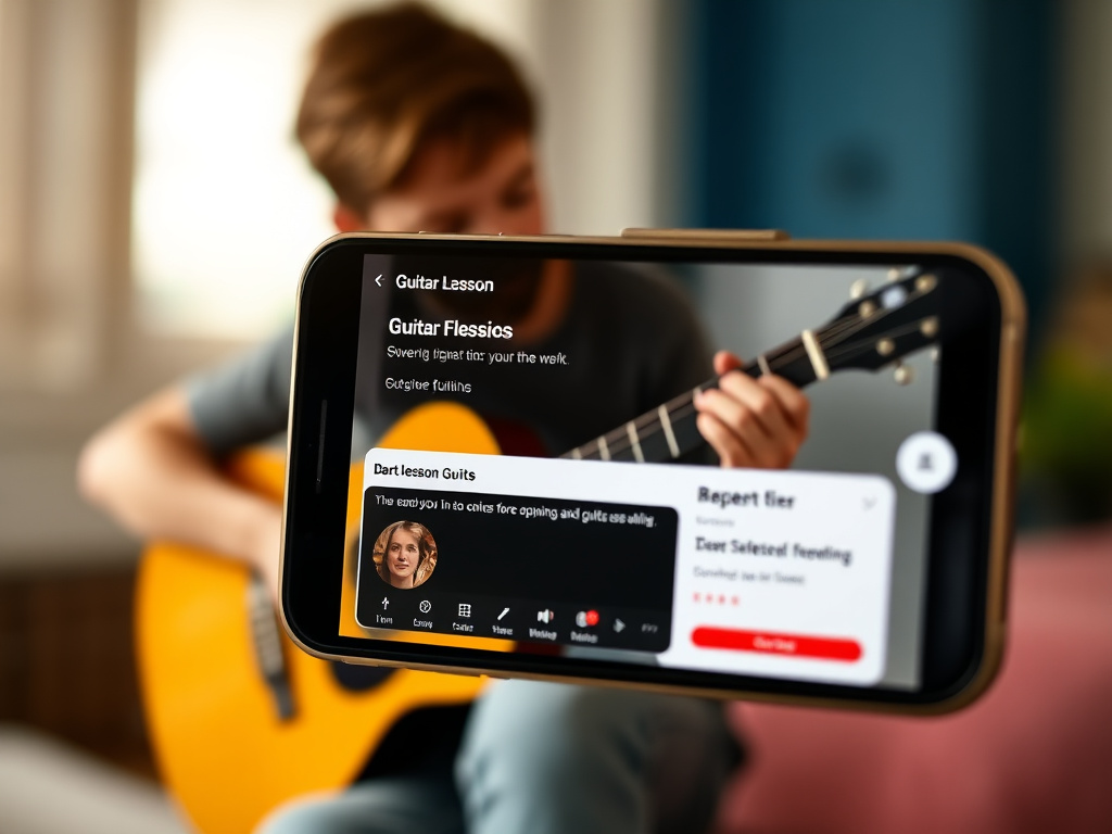 Application de cours de guitare en ligne sur smartphone